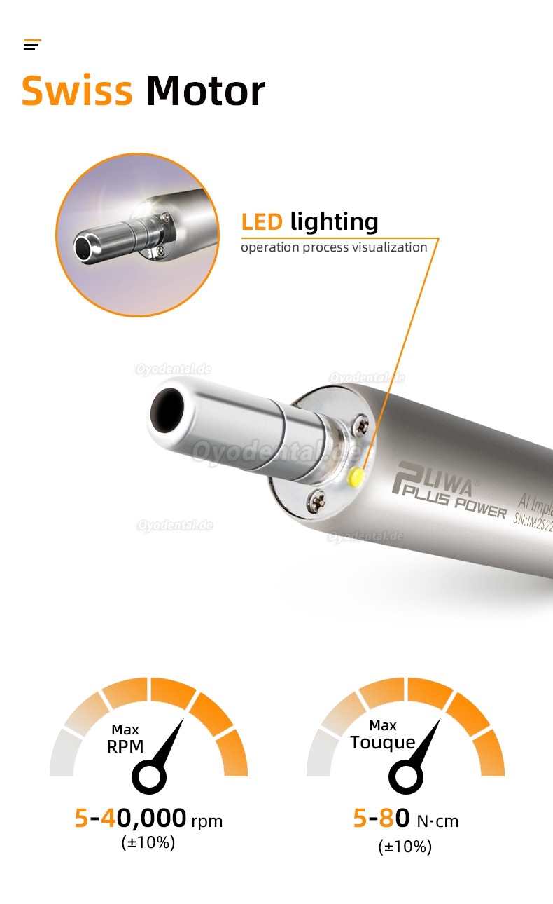 Pluspower®Ai-S-Pro Bürstenloser Motor für die Zahnimplantatchirurgie mit 20:1-Winkelstück